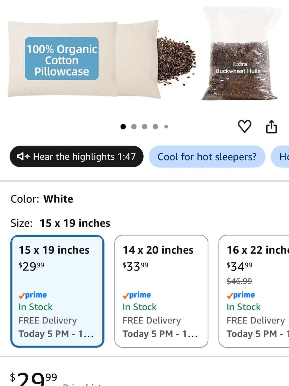 Organic Buckwheat Pillow – White - Picture 4 of 4